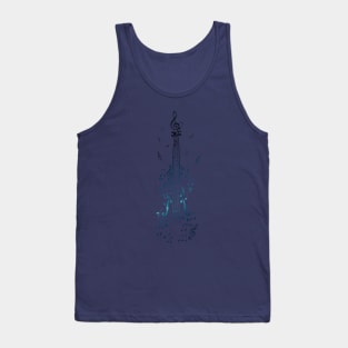 Blue Violin with Notes Tank Top